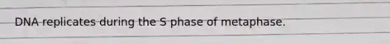 DNA replicates during the S phase of metaphase.