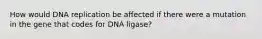 How would DNA replication be affected if there were a mutation in the gene that codes for DNA ligase?