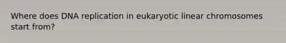 Where does DNA replication in eukaryotic linear chromosomes start from?