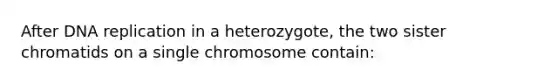 After DNA replication in a heterozygote, the two sister chromatids on a single chromosome contain: