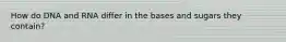 How do DNA and RNA differ in the bases and sugars they contain?