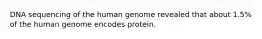 DNA sequencing of the human genome revealed that about 1.5% of the human genome encodes protein.