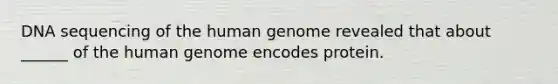 DNA sequencing of the human genome revealed that about ______ of the human genome encodes protein.