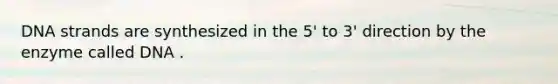 DNA strands are synthesized in the 5' to 3' direction by the enzyme called DNA .