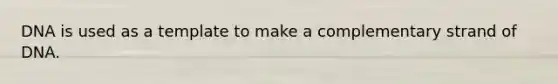 DNA is used as a template to make a complementary strand of DNA.
