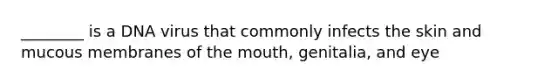 ________ is a DNA virus that commonly infects the skin and mucous membranes of the mouth, genitalia, and eye