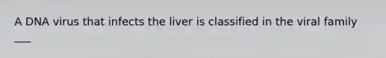 A DNA virus that infects the liver is classified in the viral family ___