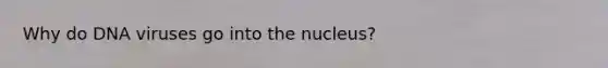 Why do DNA viruses go into the nucleus?