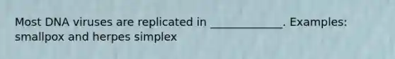 Most DNA viruses are replicated in _____________. Examples: smallpox and herpes simplex