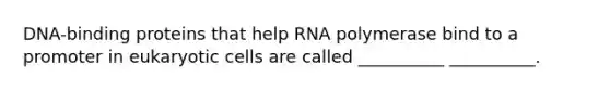 DNA-binding proteins that help RNA polymerase bind to a promoter in eukaryotic cells are called __________ __________.