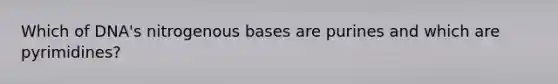 Which of DNA's nitrogenous bases are purines and which are pyrimidines?