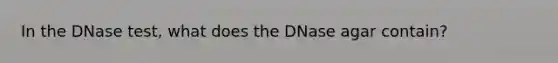 In the DNase test, what does the DNase agar contain?