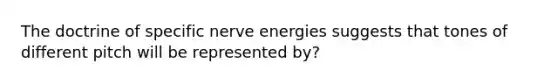 The doctrine of specific nerve energies suggests that tones of different pitch will be represented by?