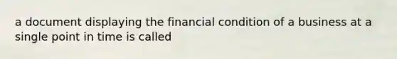 a document displaying the financial condition of a business at a single point in time is called