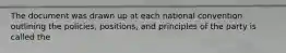 The document was drawn up at each national convention outlining the policies, positions, and principles of the party is called the