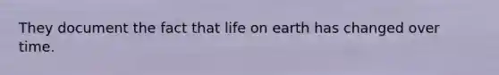 They document the fact that life on earth has changed over time.