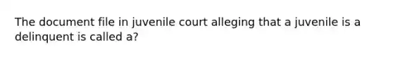 The document file in juvenile court alleging that a juvenile is a delinquent is called a?