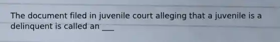 The document filed in juvenile court alleging that a juvenile is a delinquent is called an ___