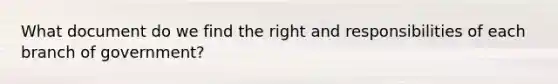 What document do we find the right and responsibilities of each branch of government?