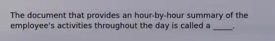 The document that provides an hour-by-hour summary of the employee's activities throughout the day is called a _____.