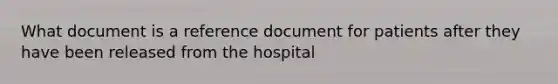 What document is a reference document for patients after they have been released from the hospital