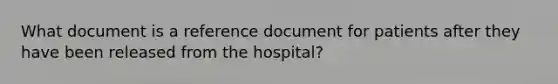 What document is a reference document for patients after they have been released from the hospital?