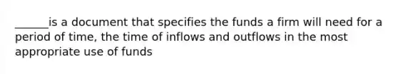 ______is a document that specifies the funds a firm will need for a period of time, the time of inflows and outflows in the most appropriate use of funds