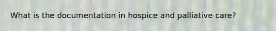 What is the documentation in hospice and palliative care?