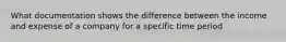 What documentation shows the difference between the income and expense of a company for a specific time period