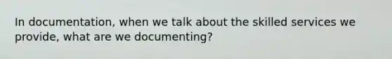 In documentation, when we talk about the skilled services we provide, what are we documenting?