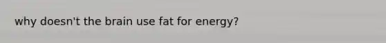 why doesn't the brain use fat for energy?