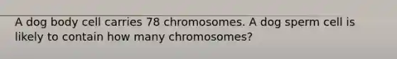 A dog body cell carries 78 chromosomes. A dog sperm cell is likely to contain how many chromosomes?