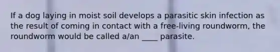 If a dog laying in moist soil develops a parasitic skin infection as the result of coming in contact with a free-living roundworm, the roundworm would be called a/an ____ parasite.