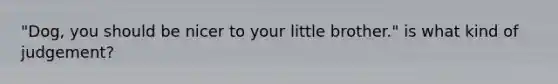 "Dog, you should be nicer to your little brother." is what kind of judgement?