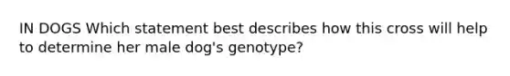 IN DOGS Which statement best describes how this cross will help to determine her male dog's genotype?