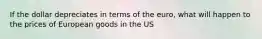 If the dollar depreciates in terms of the euro, what will happen to the prices of European goods in the US