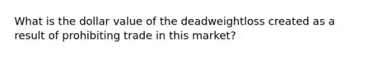 What is the dollar value of the deadweightloss created as a result of prohibiting trade in this market?