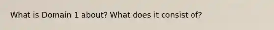 What is Domain 1 about? What does it consist of?