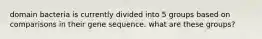 domain bacteria is currently divided into 5 groups based on comparisons in their gene sequence. what are these groups?