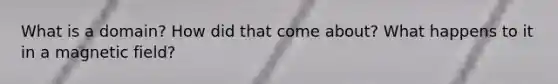 What is a domain? How did that come about? What happens to it in a magnetic field?