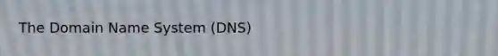 The Domain Name System (DNS)