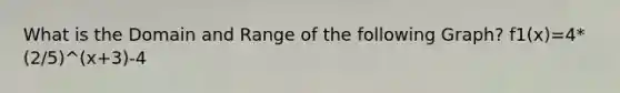 What is the Domain and Range of the following Graph? f1(x)=4*(2/5)^(x+3)-4