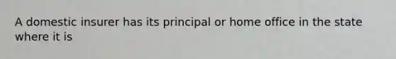 A domestic insurer has its principal or home office in the state where it is