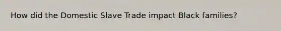 How did the Domestic Slave Trade impact Black families?