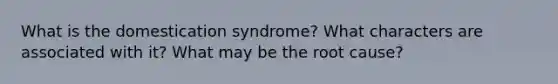 What is the domestication syndrome? What characters are associated with it? What may be the root cause?