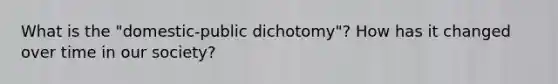 What is the "domestic-public dichotomy"? How has it changed over time in our society?