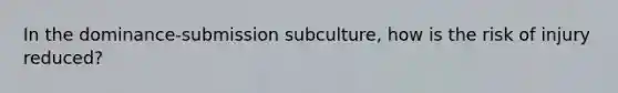 In the dominance-submission subculture, how is the risk of injury reduced?