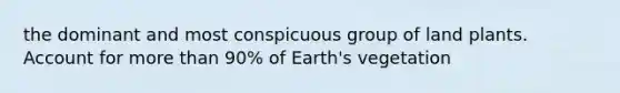 the dominant and most conspicuous group of land plants. Account for more than 90% of Earth's vegetation