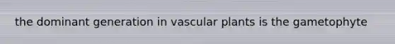 the dominant generation in vascular plants is the gametophyte