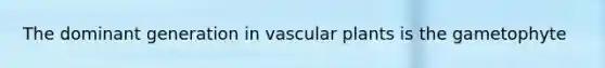 The dominant generation in <a href='https://www.questionai.com/knowledge/kbaUXKuBoK-vascular-plants' class='anchor-knowledge'>vascular plants</a> is the gametophyte